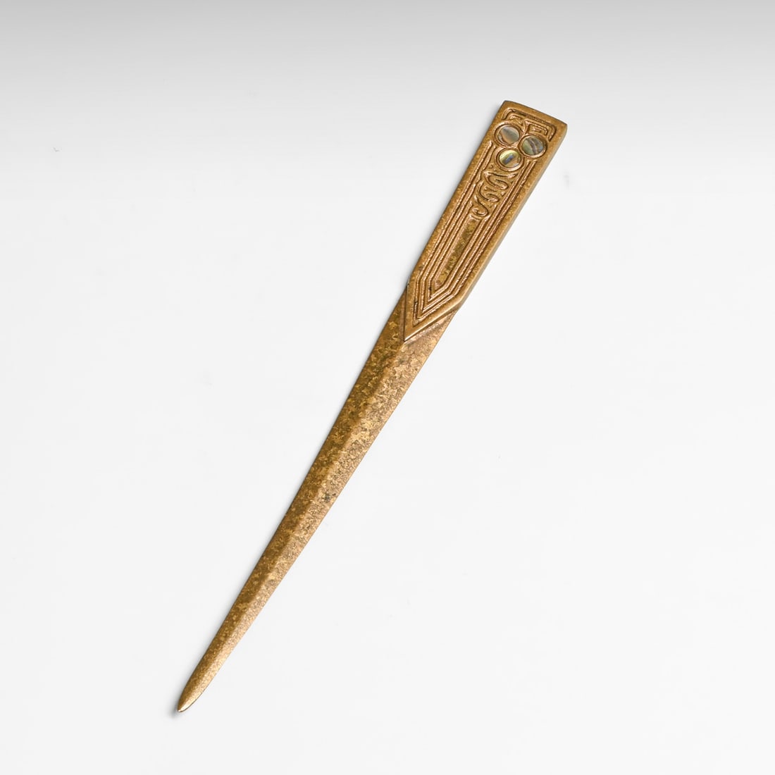 Tiffany Studios #1163 Bronze Dore & Abalone Paper Knife c1910 - 6