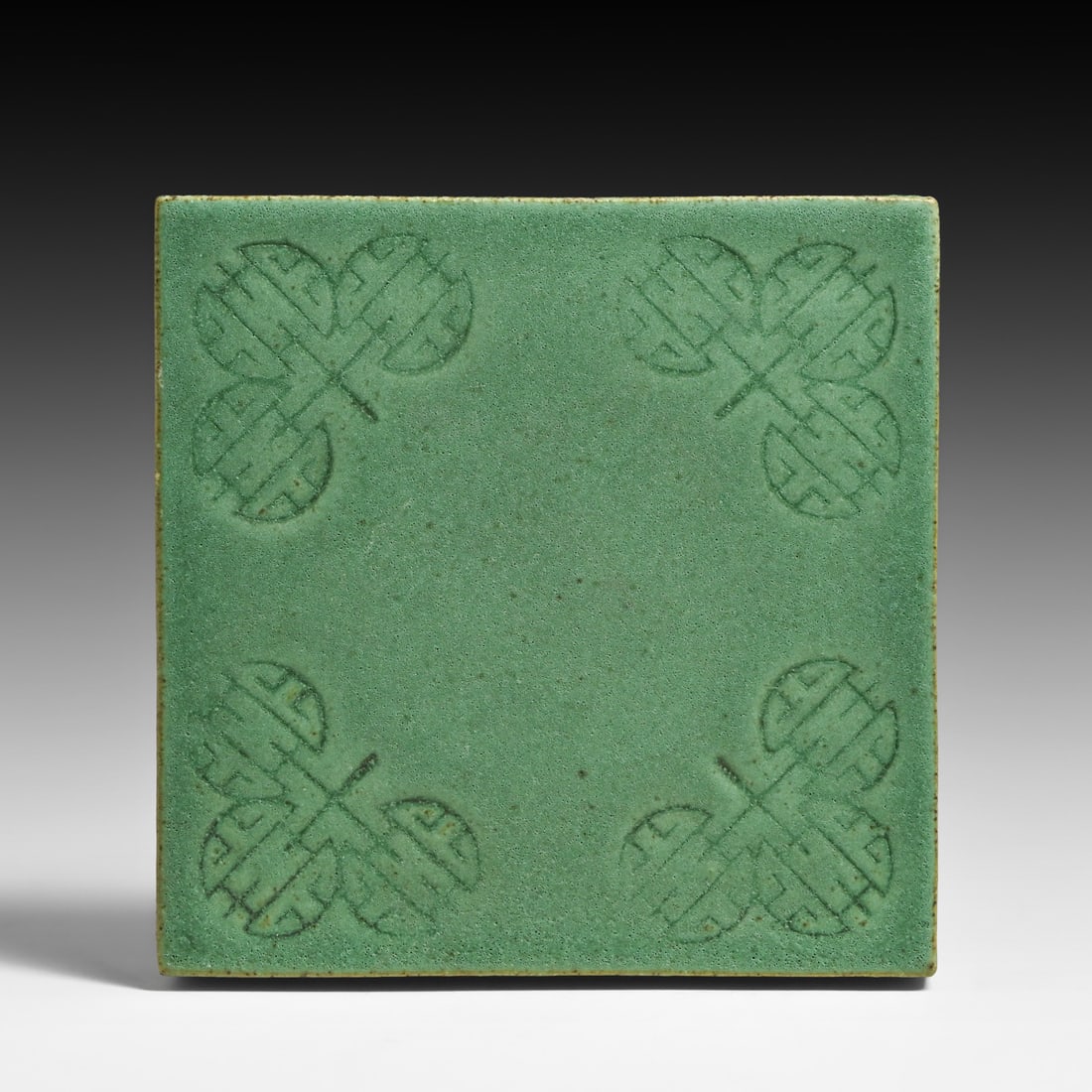 Rare Teco Pottery Prairie School Matte Green Tile c1910 (1 of 5)