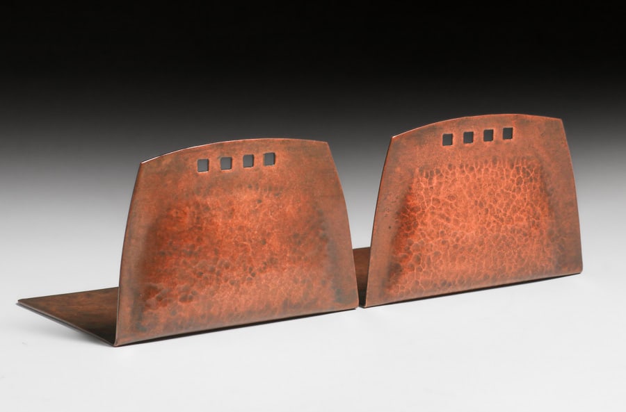 Roycroft Secessionist Hammered Copper Cutout Bookends c1912-1915 (1 of 1)