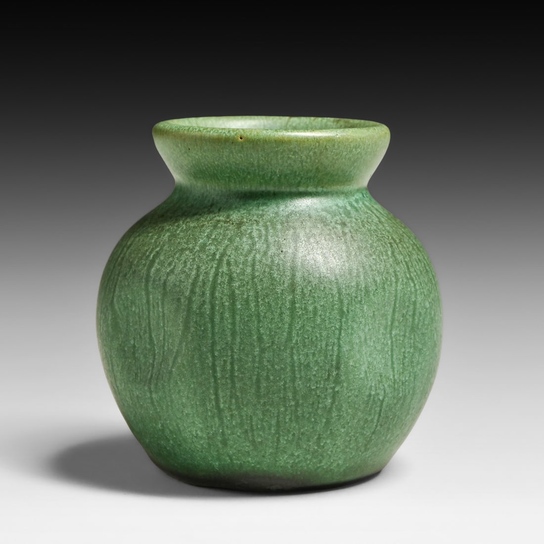Small Teco Pottery Matte Green Dimpled Vase c1910 - 2
