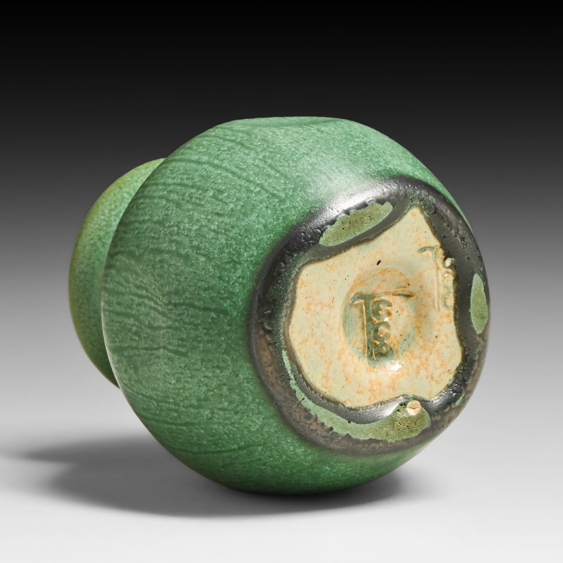 Small Teco Pottery Matte Green Dimpled Vase c1910 - 3