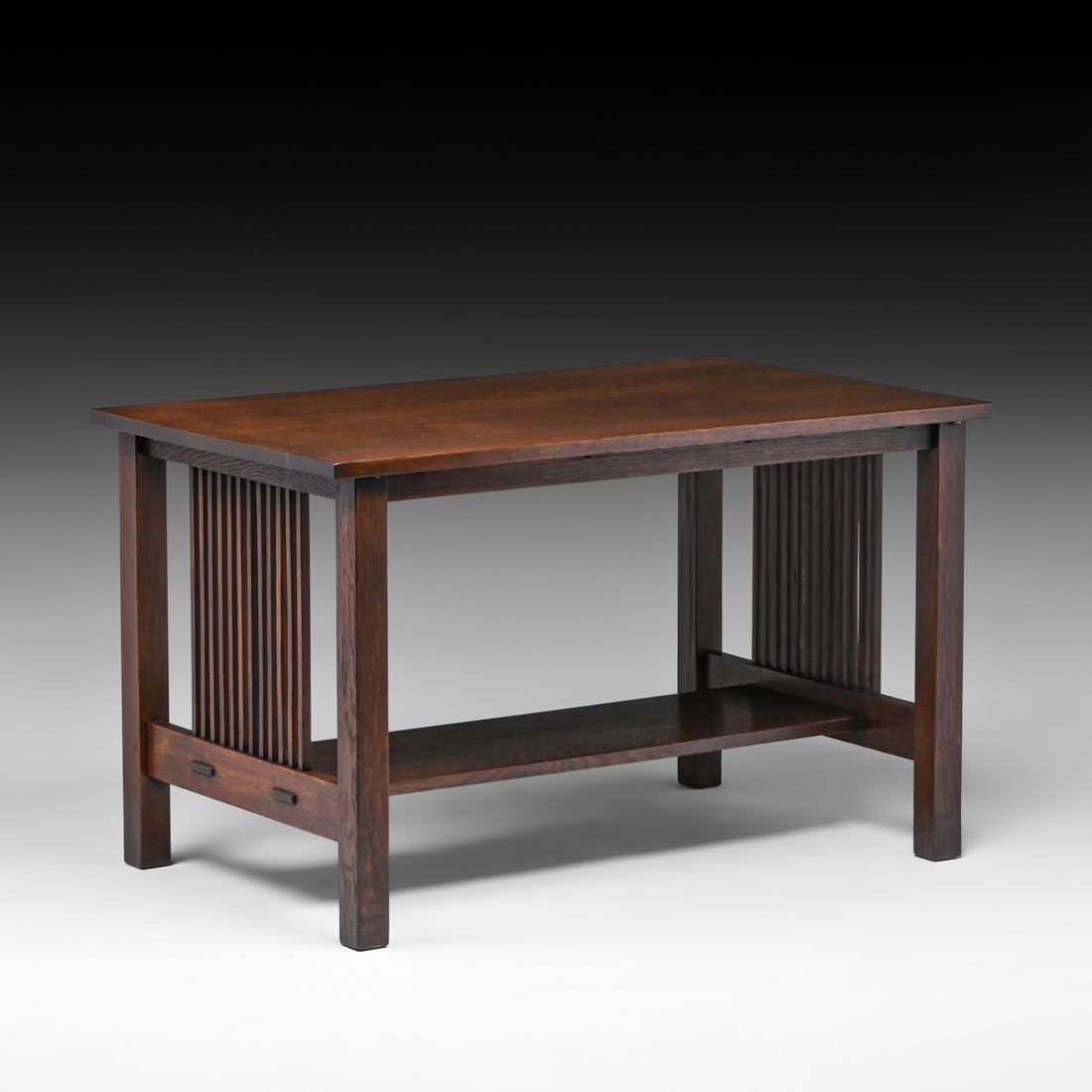 Gustav Stickley Oak Spindled Library Table c1907: Gustav Stickley Oak Spindled Library Table c1907. Signed. Very nicely refinished. 48"w x 29"d x 29"h FREE NATIONWIDE SHIPPING Free Nationwide Shipping within the lower 48 states for all purchases at o