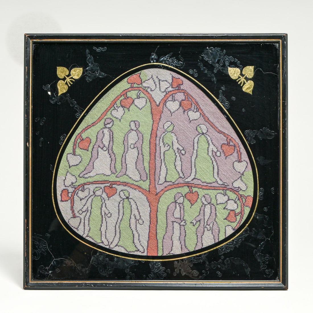 Arts & Crafts Period Needlepoint "Tree of Life" c1910: Arts & Crafts Period Needlepoint "Tree of Life" c1910. Framed by J.J. Gillespie Co., Pittsburgh. Excellent condition. 8.75"h x 9.25"w. Frame 12"h x 12.5"w FREE NATIONWIDE SHIPPING Free Nationwide