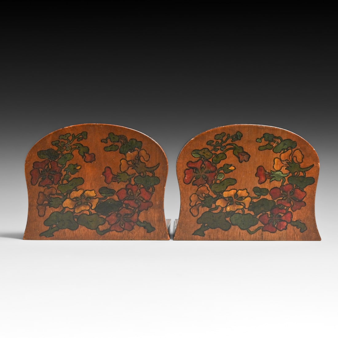 Mathews Furniture Shop - Arthur & Lucia Mathews - attributed Hand Painted Mahogany Bookends c1910s (1 of 6)