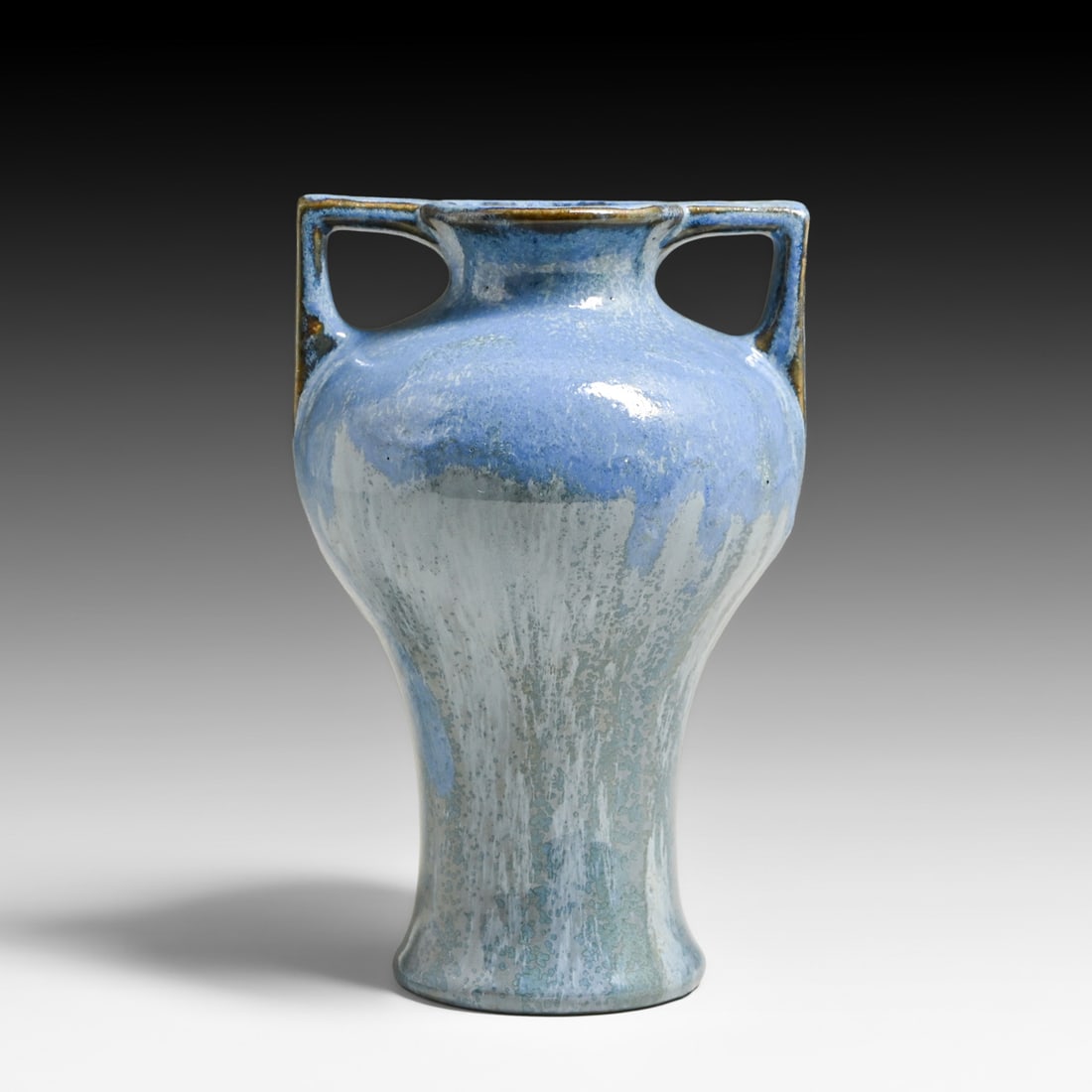 Fulper Pottery Blue Crystalline two-Handled Vase c1910s: Fulper Pottery Blue Crystalline two-Handled Vase c1910s. Unsigned. Perfect condition. 7.5"h x 5"w FREE NATIONWIDE SHIPPING Free Nationwide Shipping within the lower 48 states for all purchases at our 