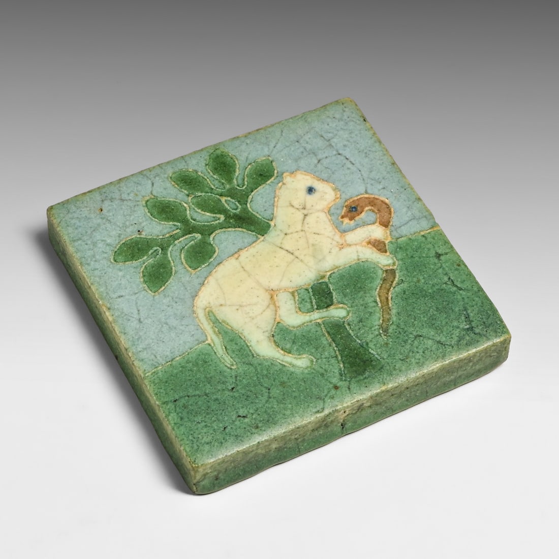 Grueby Faience Lamb & Snake Tile c1905 - 2