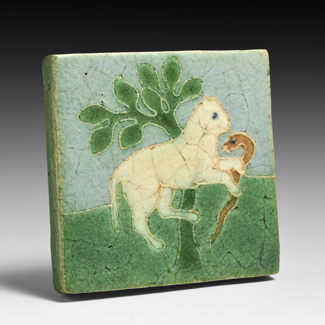 Grueby Faience Lamb & Snake Tile c1905 - 3