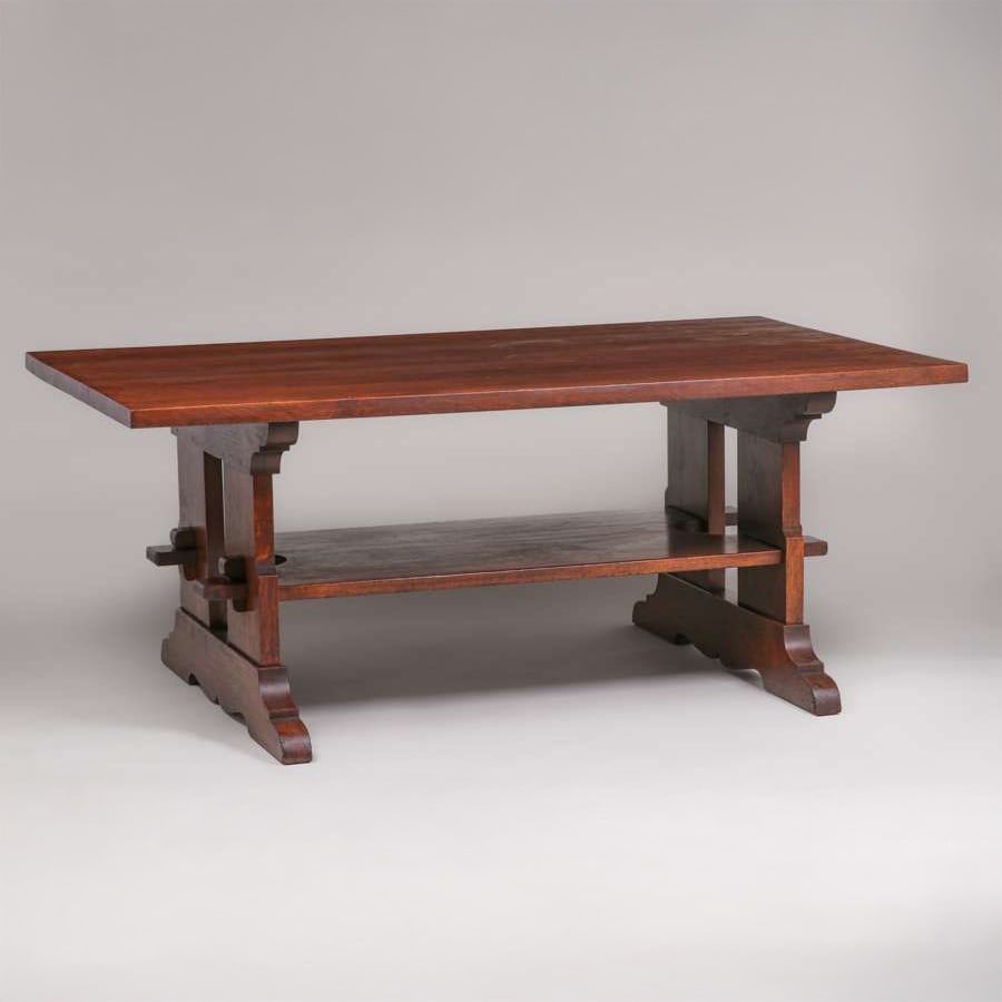 Massive L&JG Stickley 72? Trestle Table c1910: Massive L&JG Stickley 72? Trestle Table c1910. Signed. Excellent original finish. This is one of the nicest large L&JG Stickley trestle tables we have ever had. 72”w x 32”d x 29”h FR