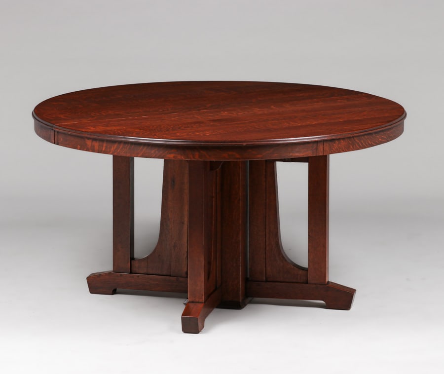 Limbert Prairie School 54"d Pedestal Dining Table c1910 (1 of 4)