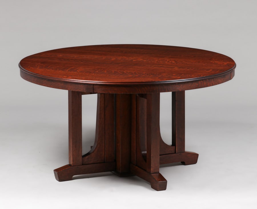 Limbert Prairie School 54"d Pedestal Dining Table c1910 - 2