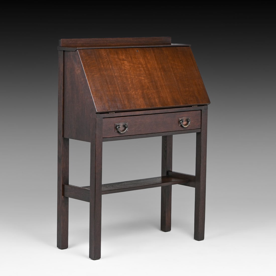 Gustav Stickley #728 Oak One-Drawer Dropfront Desk c1910: Gustav Stickley #728 Oak One-Drawer Dropfront Desk c1910. Unsigned. Very nicely refinished. 43"h x 30"w x 13.75"d FREE NATIONWIDE SHIPPING Free Nationwide Shipping within the lower 48 states for all p