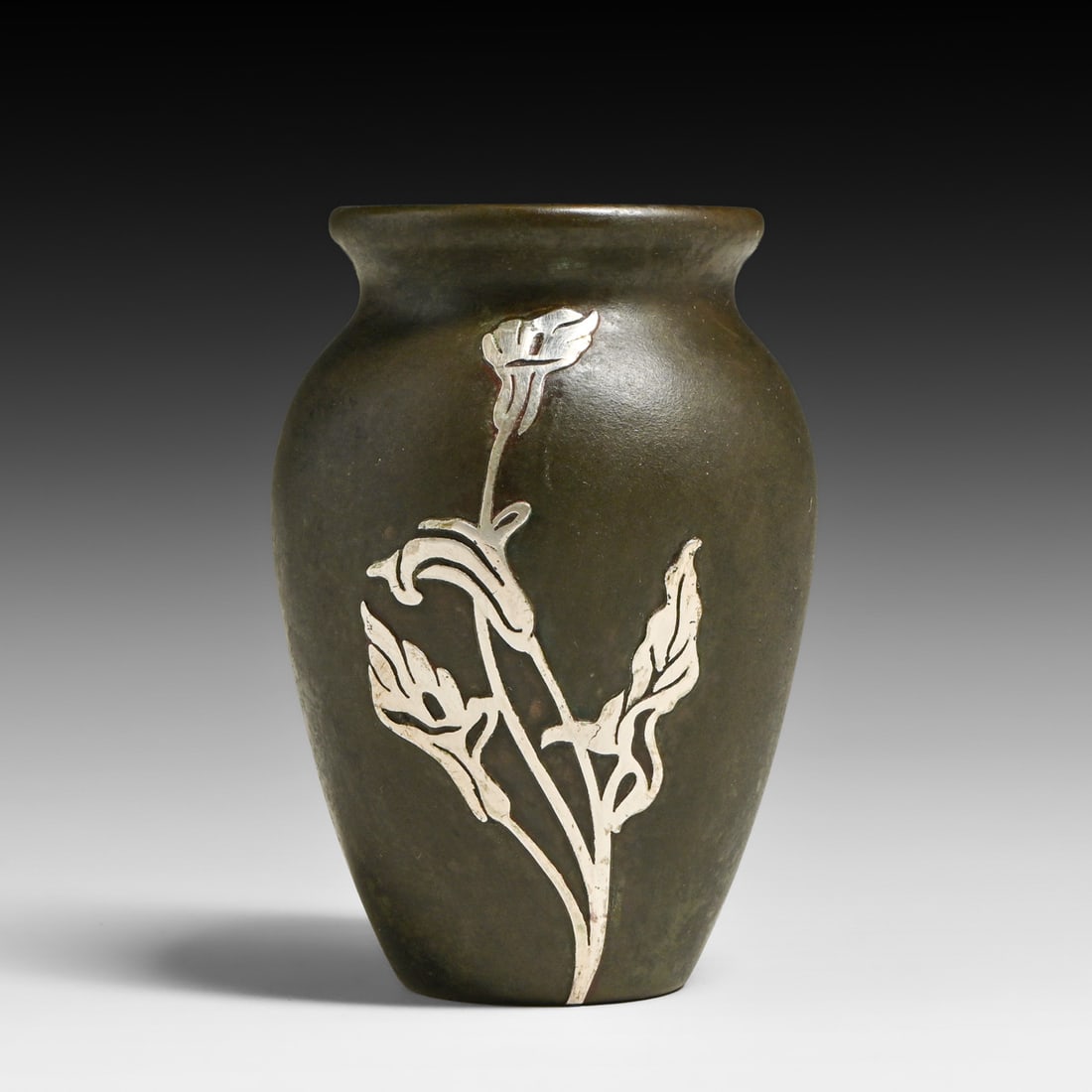 Heintz #3812 Sterling on Bronze Floral Overlay Vase c1915: Heintz #3812 Sterling on Bronze Floral Overlay Vase c1915. Signed. Excellent original patina. 4.25"h x 3"d FREE NATIONWIDE SHIPPING Free Nationwide Shipping within the lower 48 states for all purchase