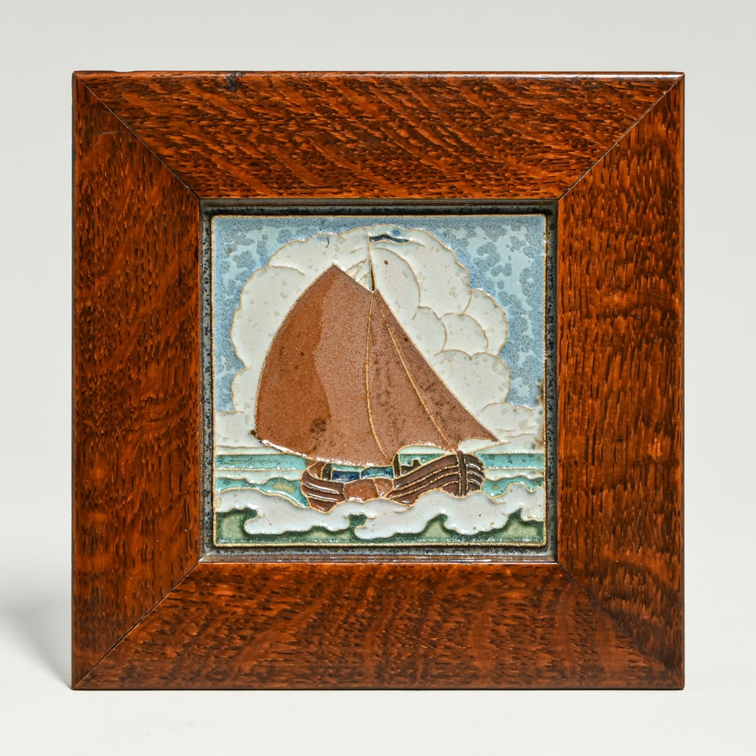 Deflt Dutch Tjalk Sailboat Tile c1920s: Deflt Dutch Tjalk Sailboat Tile c1920s. Signed. Perfect condition. 4.5" x 4.5". Frame 7.5" x 7.5" FREE NATIONWIDE SHIPPING Free Nationwide Shipping within the lower 48 states for all purchases at our