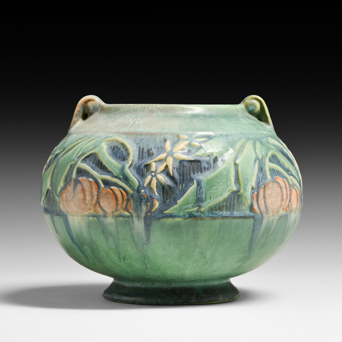 Roseville Pottery Green Baneda Two-Handled Vase c1920s (1 of 5)