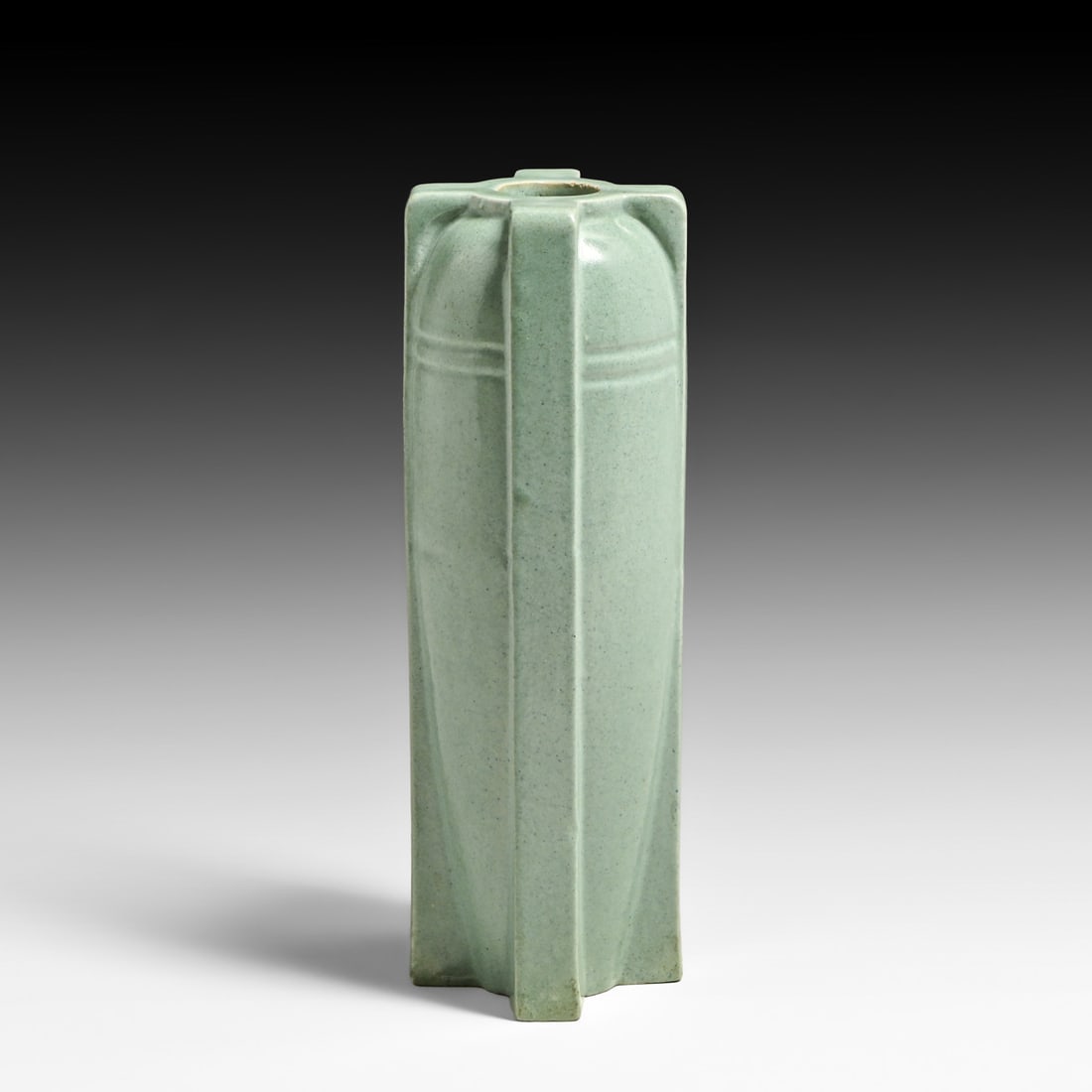 American Encaustic Tiling Co - Zanesville, OH Matte Grey Buttress Vase c1910s: American Encaustic Tiling Co - Zanesville, OH Matte Grey Buttress Vase c1910s. Signed. Perfect condition. 8"h x 2.5"d FREE NATIONWIDE SHIPPING Free Nationwide Shipping within the lower 48 states for