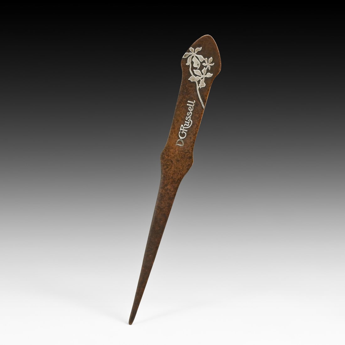 Heintz Sterling on Bronze "DG Russell" Letter Opener c1912: Heintz Sterling on Bronze "DG Russell" Letter Opener c1912. Unsigned. Excellent new patina. 9.25" x 1.25"w FREE NATIONWIDE SHIPPING Free Nationwide Shipping within the lower 48 states for all purchase