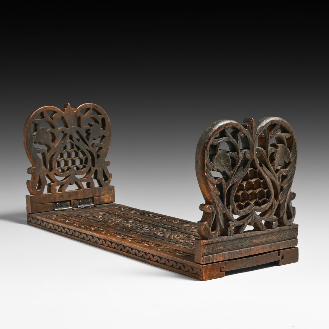 Antique Anglo-Indian Carved Tabletop Bookrack c1890s: Antique Anglo-Indian Carved Tabletop Bookrack c1890s. Unsigned. Excellent original finish. 13.5"w x 6"h x 5"d FREE NATIONWIDE SHIPPING Free Nationwide Shipping within the lower 48 states for all purch