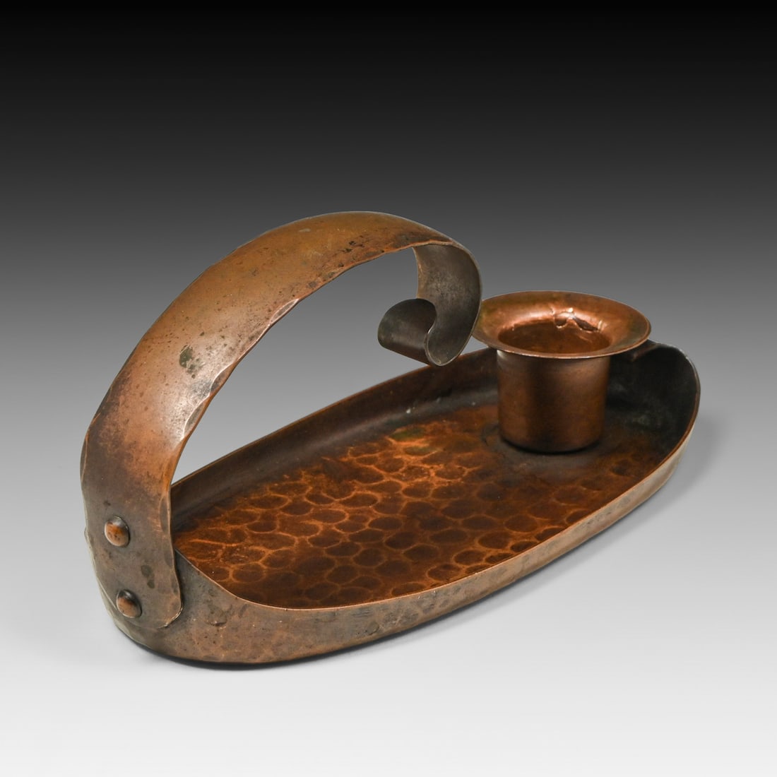 Craftsman Studios - Laguna Beach Hammered Copper Candlestick c1930. - 3