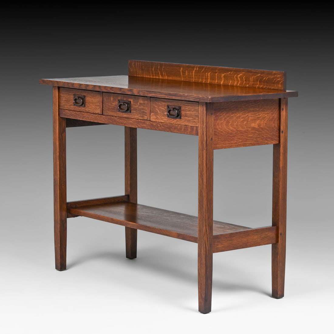 Gustav Stickley Oak Three-Drawer "Princeton" Server c1912-1915: Gustav Stickley Oak Three-Drawer "Princeton" Server c1912-1915. Signed with branded mark. Some minor stains to top. Excellent original finish. 48"w x 20"d x 39"h (36"h to top of surface) FREE NATIONWI