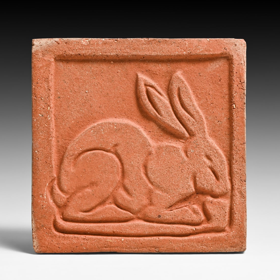 Grueby Pottery Unglazed Rabbit Tile c1910 (1 of 4)