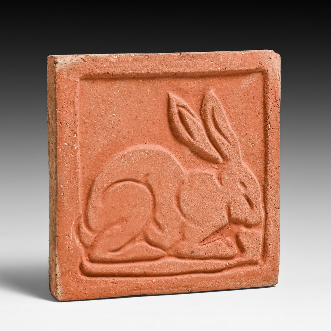 Grueby Pottery Unglazed Rabbit Tile c1910 - 2