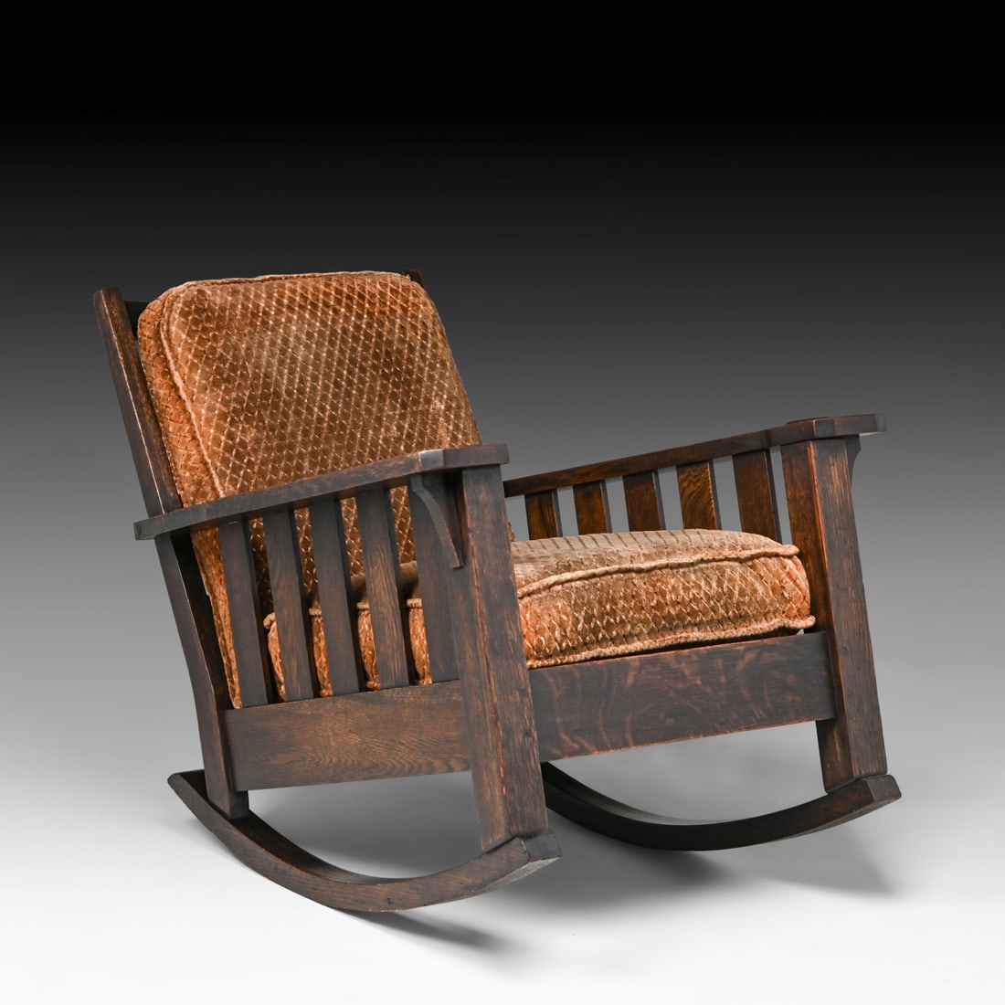 Barber Brothers - Grand Rapids, MI Large Slatted Rocker c1905: Barber Brothers - Grand Rapids, MI Large Slatted Rocker c1905. This rocker is the size of a large morris chair. Signed. Excellent original finish. 40"h x 33.5"w x 36.5"d FREE NATIONWIDE SHIPPING Free