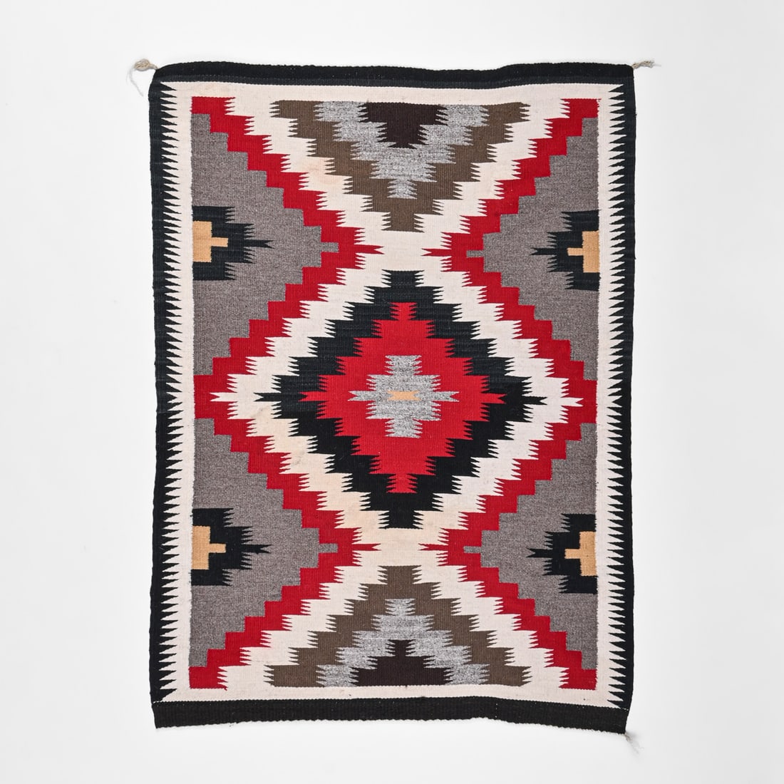 Navajo Hand-Woven Eye-Dazzler Rug c1950s: Navajo Hand-Woven Eye-Dazzler Rug c1950s. A couple of very light stains, otherwise excellent condition. Strong, vibrant colors with no color run whatsoever. 48" x 34" FREE NATIONWIDE SHIPPING Free
