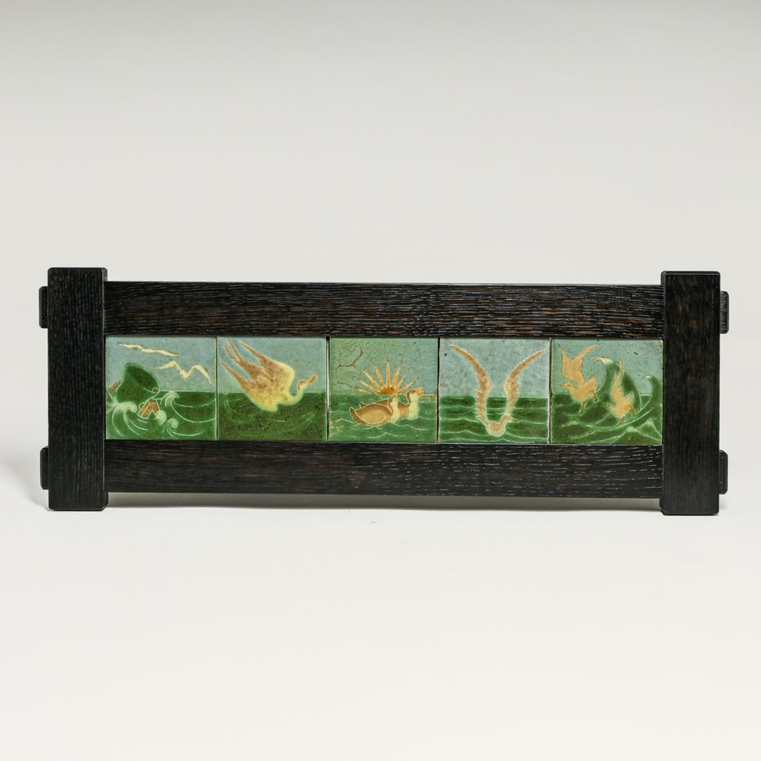 Important Grueby Pottery Five-Tile "Ocean Series" Frieze c1905 (1 of 10)