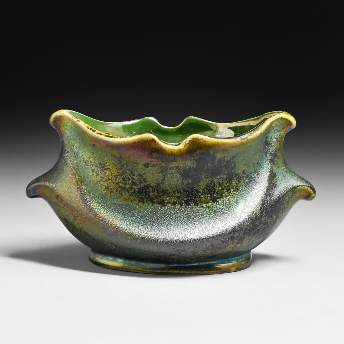 Heliosine Austrian Organic Form Iridescent Vase c1905: Heliosine Austrian Organic Form Iridescent Vase c1905. Unsigned. Perfect condition. 7.5"w x 4"h x 4" FREE NATIONWIDE SHIPPING Free Nationwide Shipping within the lower 48 states for all purchases at o