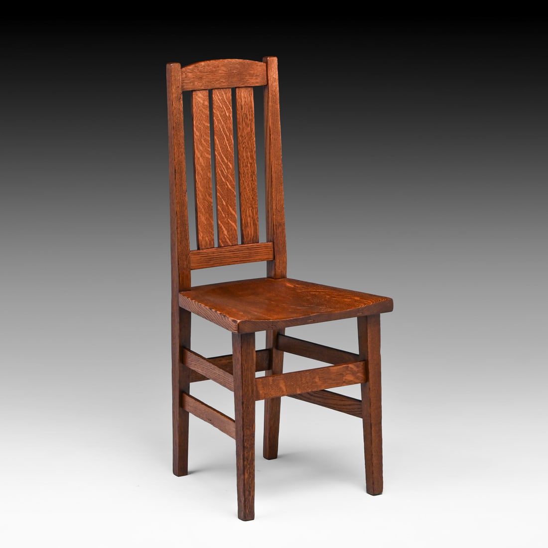 Stickley Brothers Narrow Oak Side Chair c1910: Stickley Brothers Narrow Oak Side Chair c1910. Unsigned. Excellent original finish. Very sturdy. 38"h x 15.5"w x 16"d FREE NATIONWIDE SHIPPING Free Nationwide Shipping within the lower 48 states for a