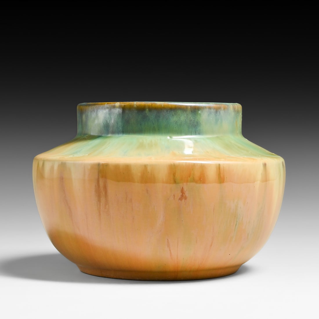 Fulper Pottery - Prang Chinese Green & Orange Flambe Vase c1910 (1 of 4)