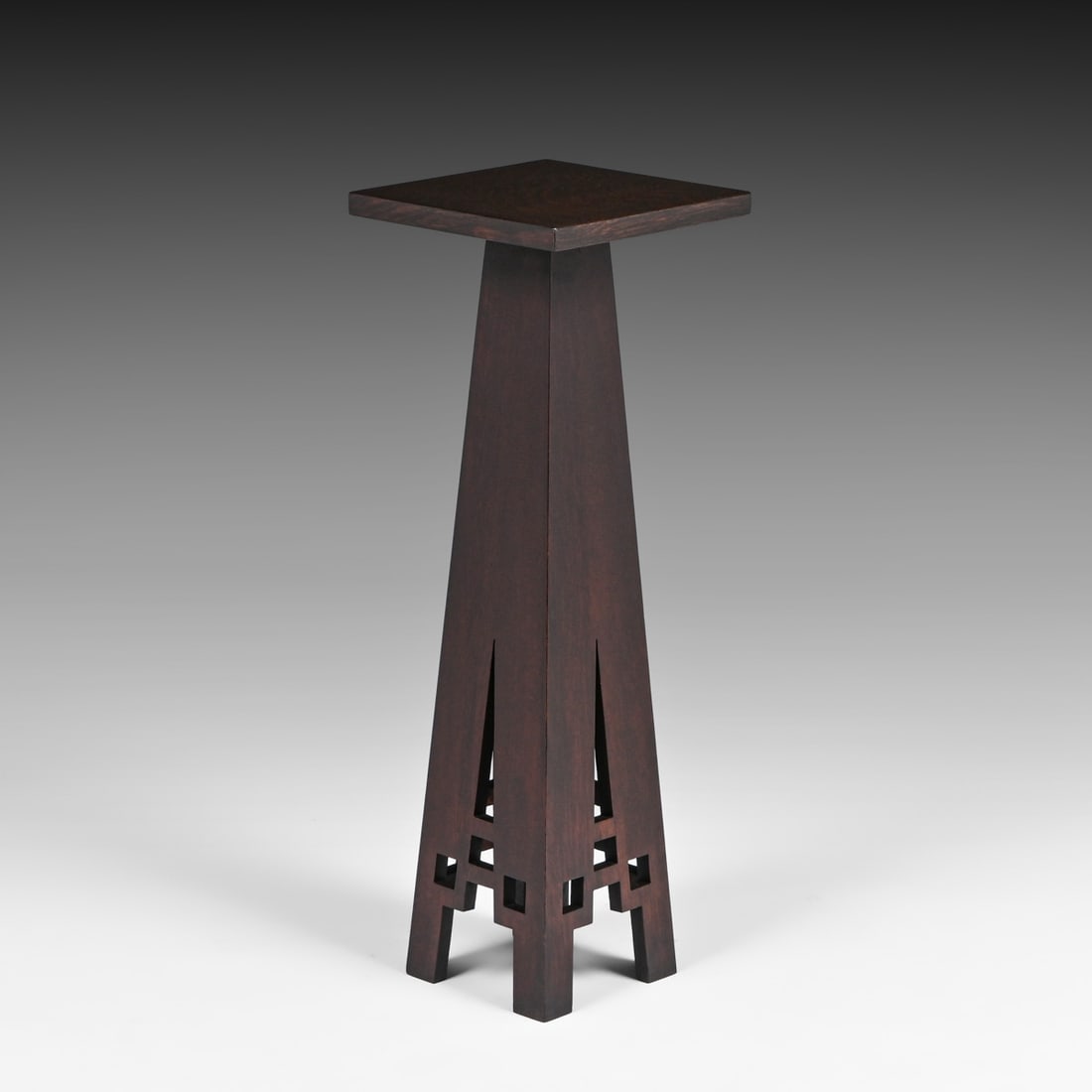 Prairie School Arts & Crafts Oak Cutout Pedestal c1910: Prairie School Arts & Crafts Oak Cutout Pedestal c1910. Unsigned. Very nicely refinished. 35"h x 12" x 12" FREE NATIONWIDE SHIPPING Free Nationwide Shipping within the lower 48 states for all