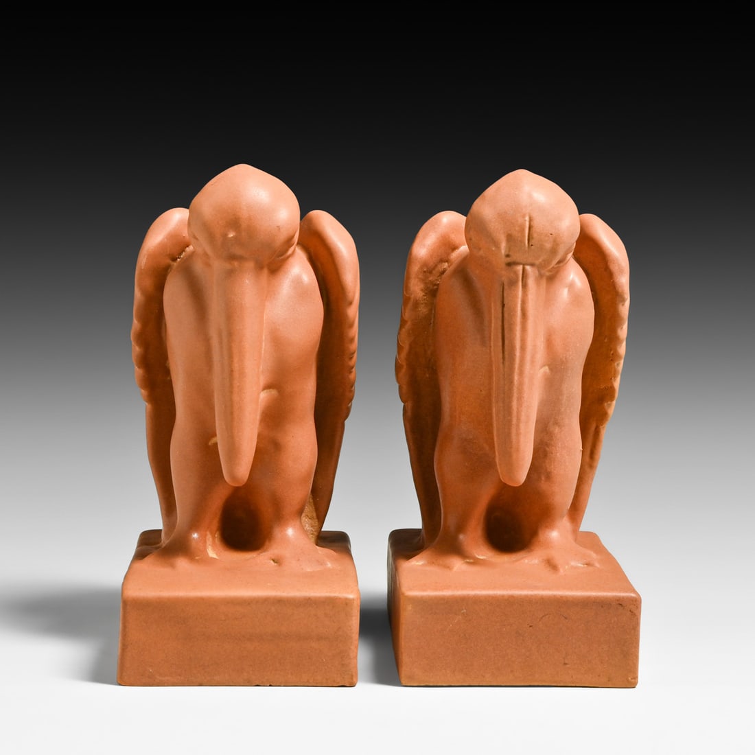 Teco Pottery Stylized Pelican Bookends c1905 - 3