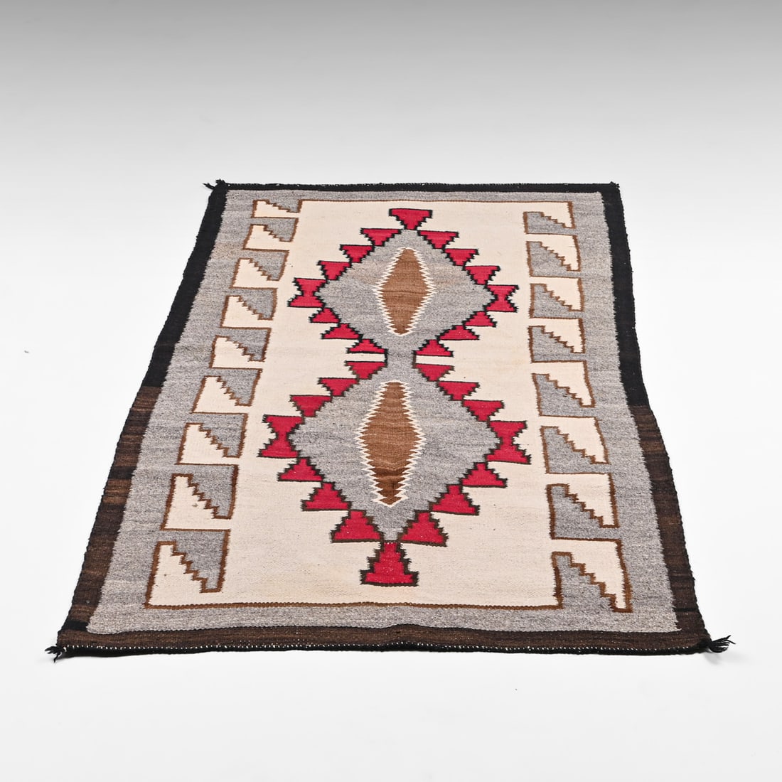Navajo Klagetoh / Ganado Regional Weaving c1940s: Navajo Klagetoh / Ganado Regional Weaving c1940s. Good vintage condition. Clean field with vibrant colors, straight edges, and uniform tension. Displays minor stable fraying at the top corners near