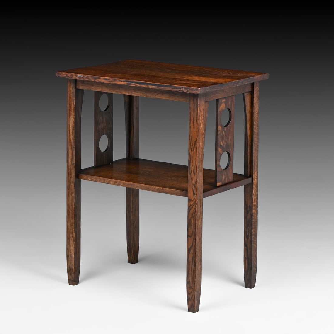 Pair Grand Rapids Circle Cutout Side Tables c1910 - 10