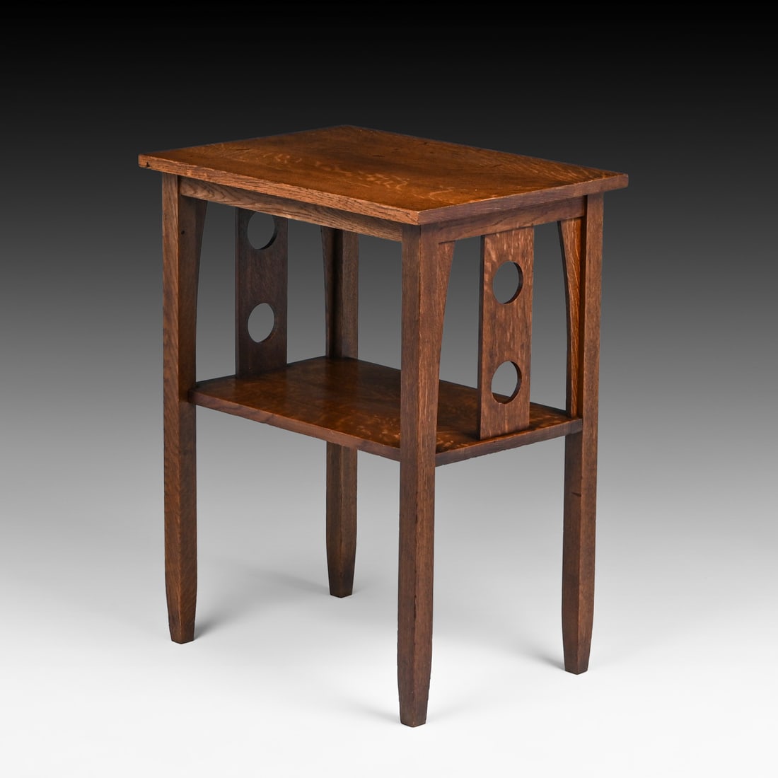 Pair Grand Rapids Circle Cutout Side Tables c1910 - 3