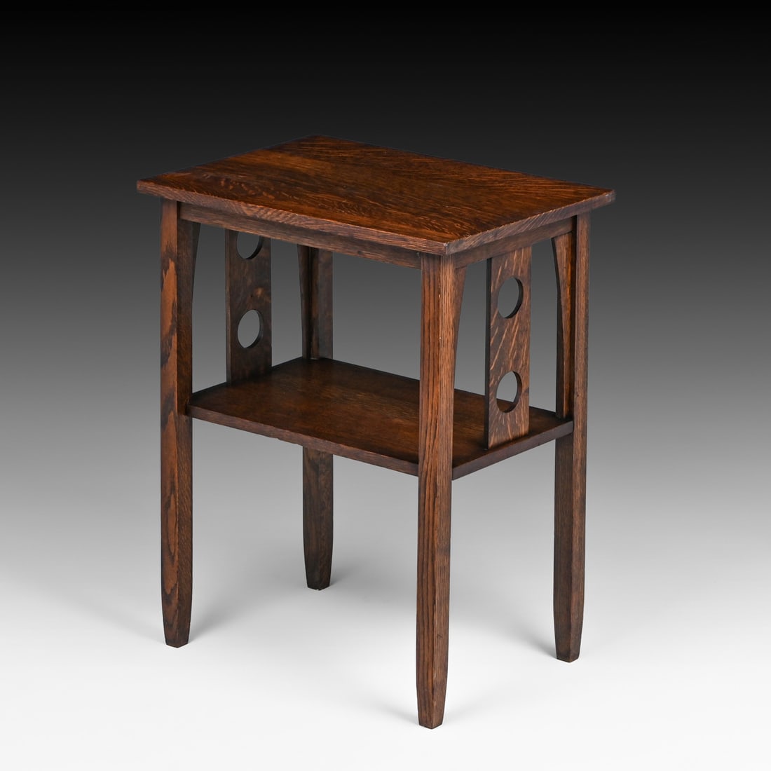 Pair Grand Rapids Circle Cutout Side Tables c1910 - 8