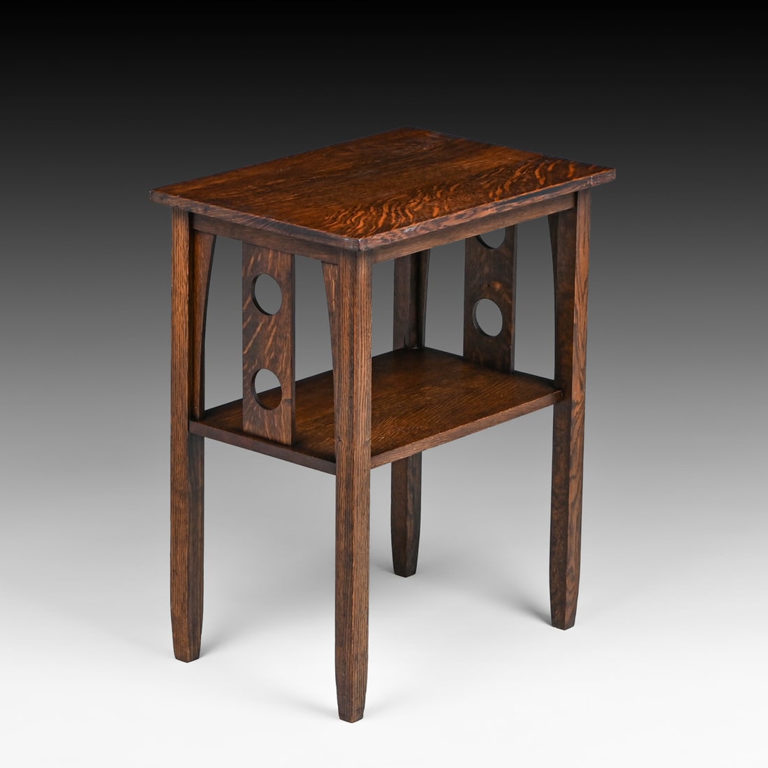 Pair Grand Rapids Circle Cutout Side Tables c1910 - 9