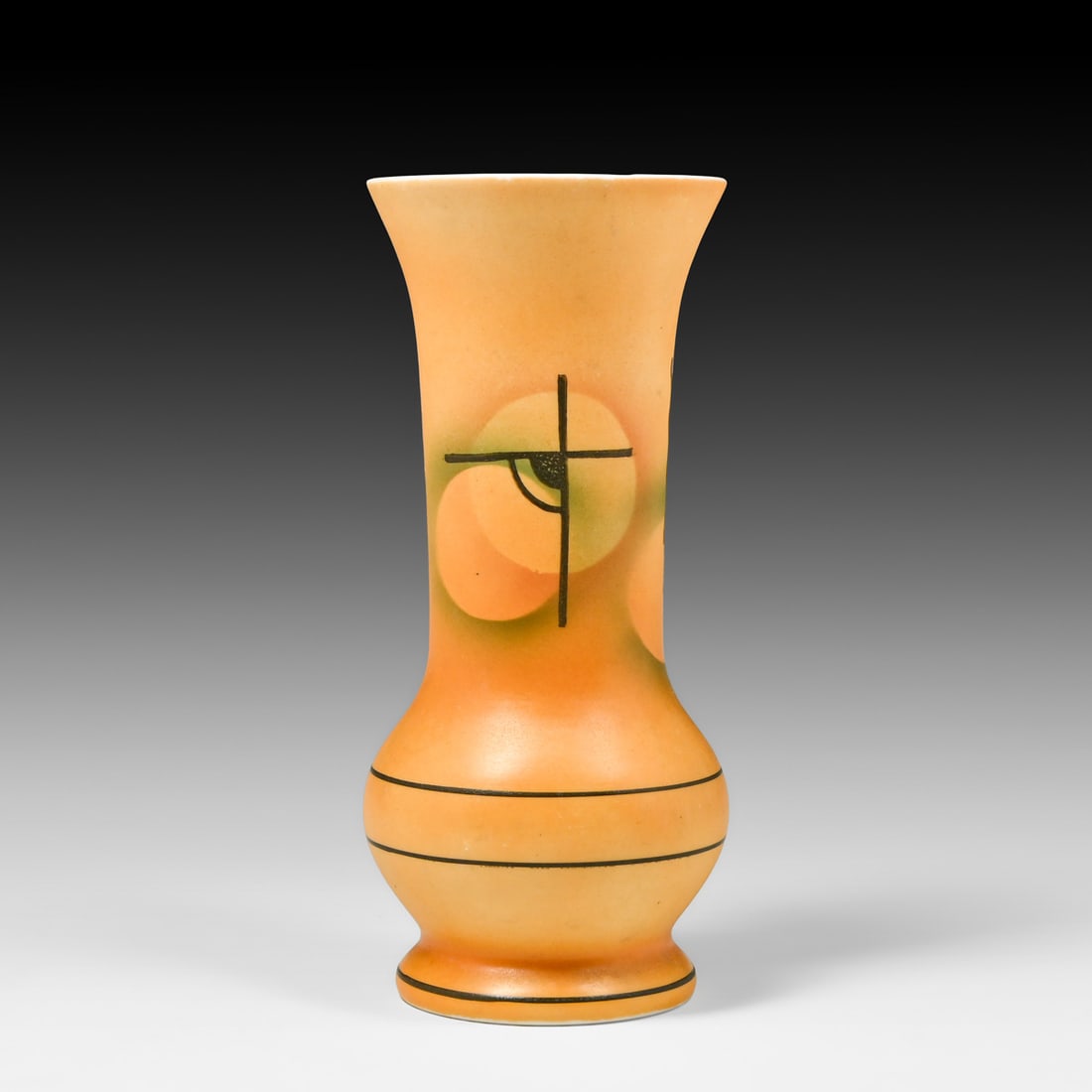 Spritzdekor German Bauhaus Opaline Glass Vase c1920s: Spritzdekor German Bauhaus Opaline Glass Vase c1920s. Signed. Perfect condition. 8"h x 3.75"d FREE NATIONWIDE SHIPPING Free Nationwide Shipping within the lower 48 states for all purchases at our Two-