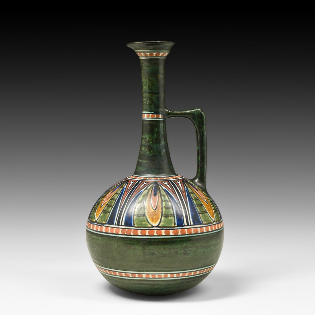 Gouda - Dutch Arts & Crafts One-Handled Ewer c1920s: Gouda - Dutch Arts & Crafts One-Handled Ewer c1920s. Signed. Old restoration to rim. No other issues. 11.75"h x 6.5"d FREE NATIONWIDE SHIPPING Free Nationwide Shipping within the lower 48 states for a
