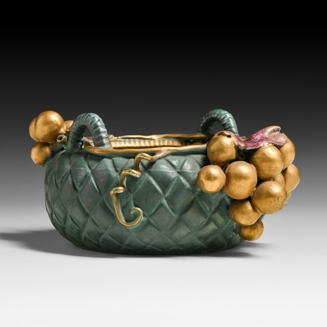 Ernst Wahliss Turn-Teplitz Art Nouveau Grape Basket Planter c1900 (1 of 8)