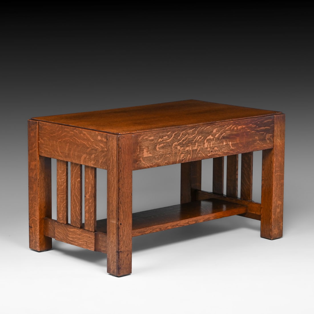 Grand Rapids Oak Slatted One-Drawer Library Table c1910 - 3