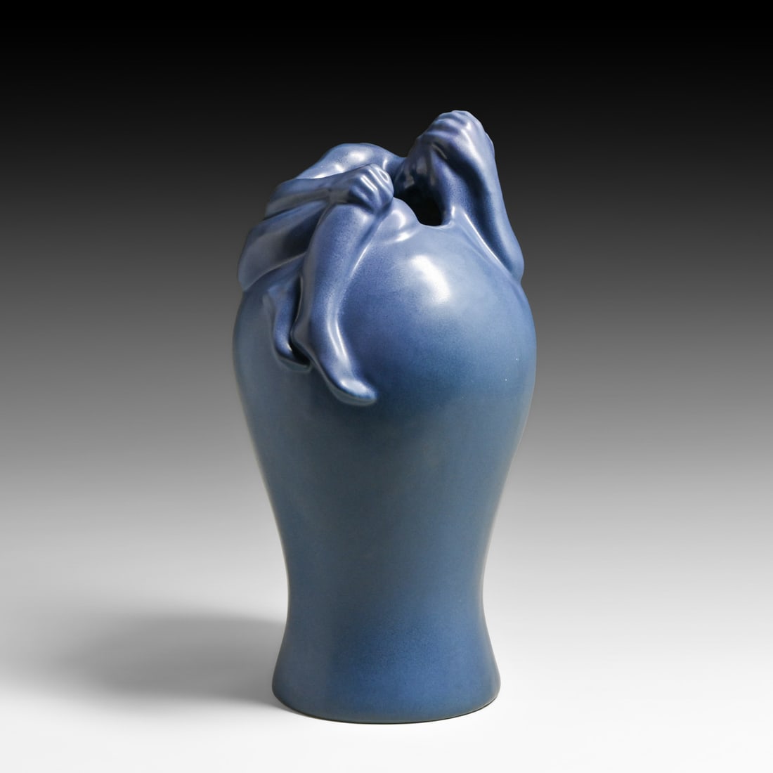 Van Briggle Pottery Despondency 17" Matte Blue Vase 1985-1999 (1 of 8)