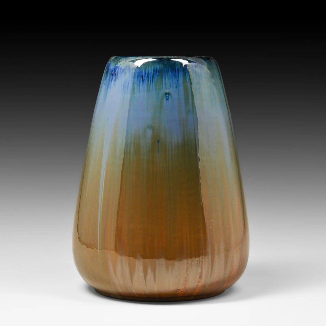 Large Fulper Pottery Chinese Blue & Copperdust Flambe Bulbous Vase c1910s (1 of 5)