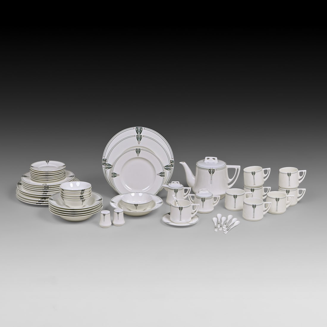 Contemporary Dard Hunter Studios "Viennese Pendant" Bone China 30-Pc Set – Service for 6 – (1 of 14)