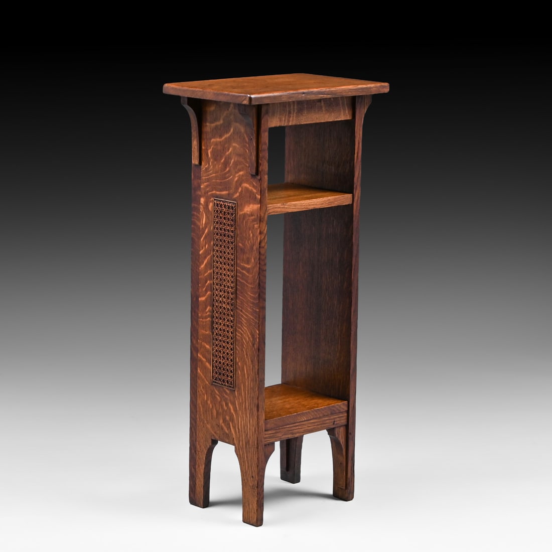 Limbert #602 Oak Cane-Sided Small Magazine Stand c1910 - 2