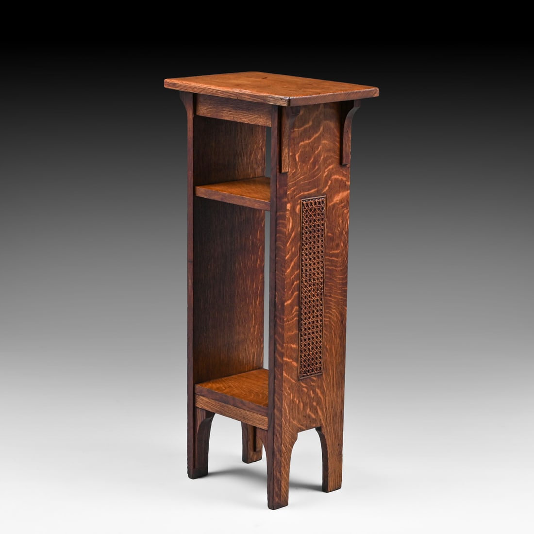 Limbert #602 Oak Cane-Sided Small Magazine Stand c1910 - 3