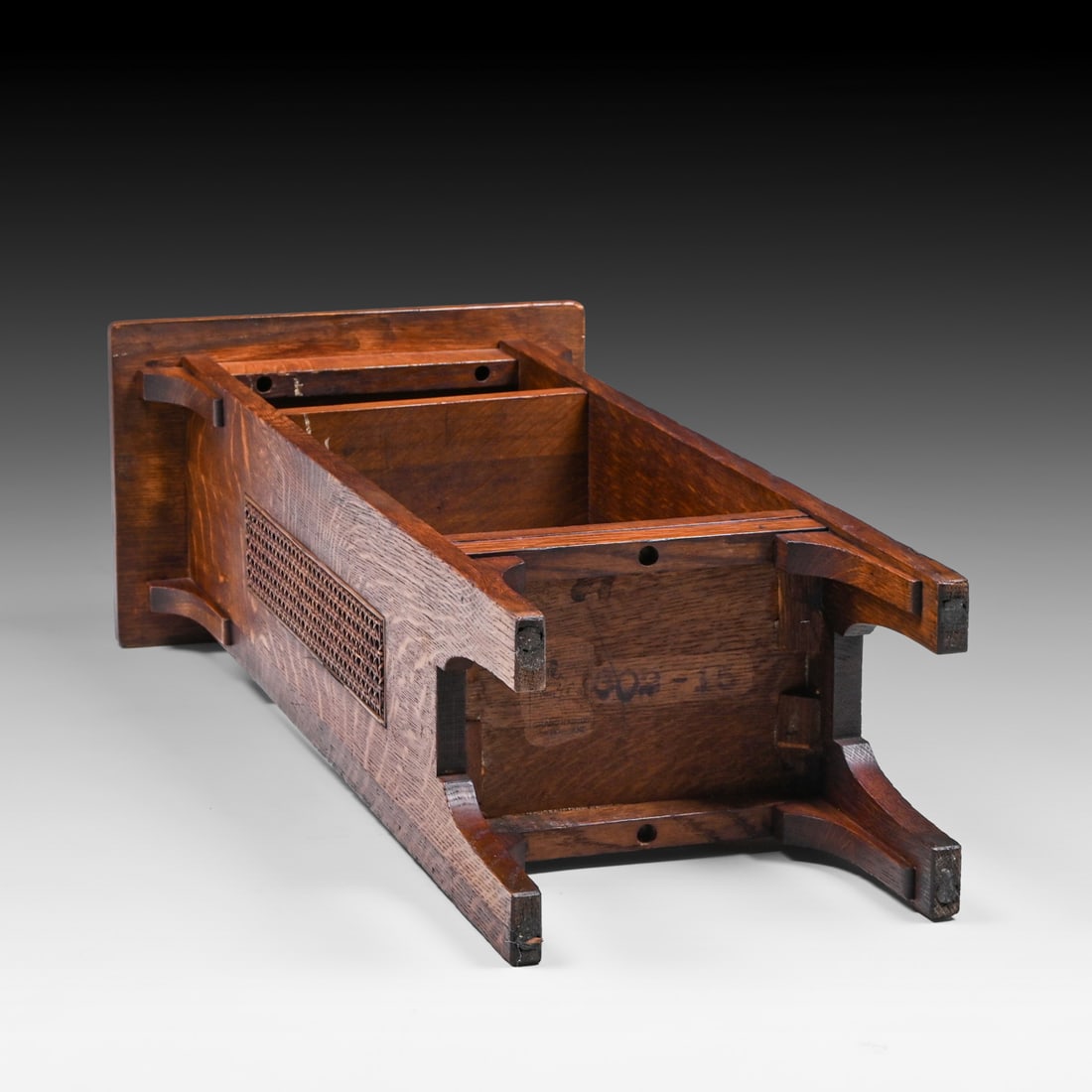 Limbert #602 Oak Cane-Sided Small Magazine Stand c1910 - 4