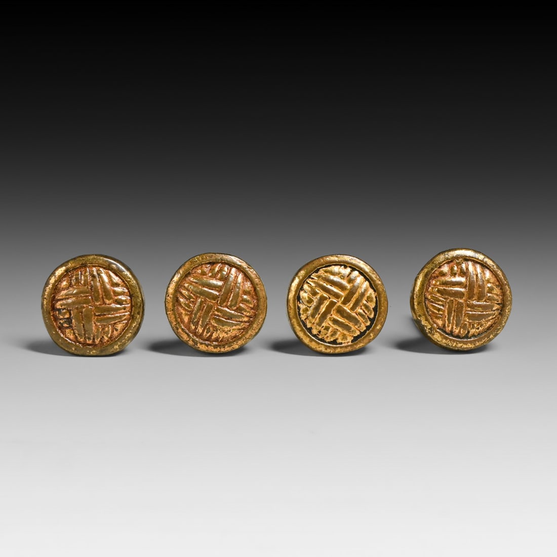 Arts & Crafts Basketweave Cast Brass & Copper Bed Bolts - Set of 4 c1910: Arts & Crafts Basketweave Cast Brass & Copper Bed Bolts - Set of 4 c1910. Unsigned. Excellent original patina. 1.25" x 1"d FREE NATIONWIDE SHIPPING Free Nationwide Shipping within the lower 48 states