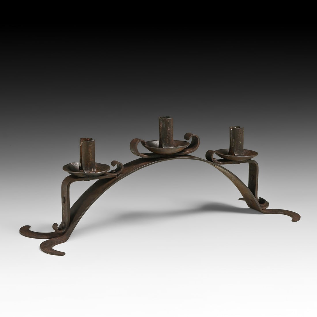 Arts & Crafts Wrought Iron 3-Light Candelabra c1910: Arts & Crafts Wrought Iron 3-Light Candelabra c1910. Unmarked. Excellent original dark rustic oxidized patina. 18.25" x 7" x 6.5 FREE NATIONWIDE SHIPPING Free Nationwide Shipping within the lower 48 s